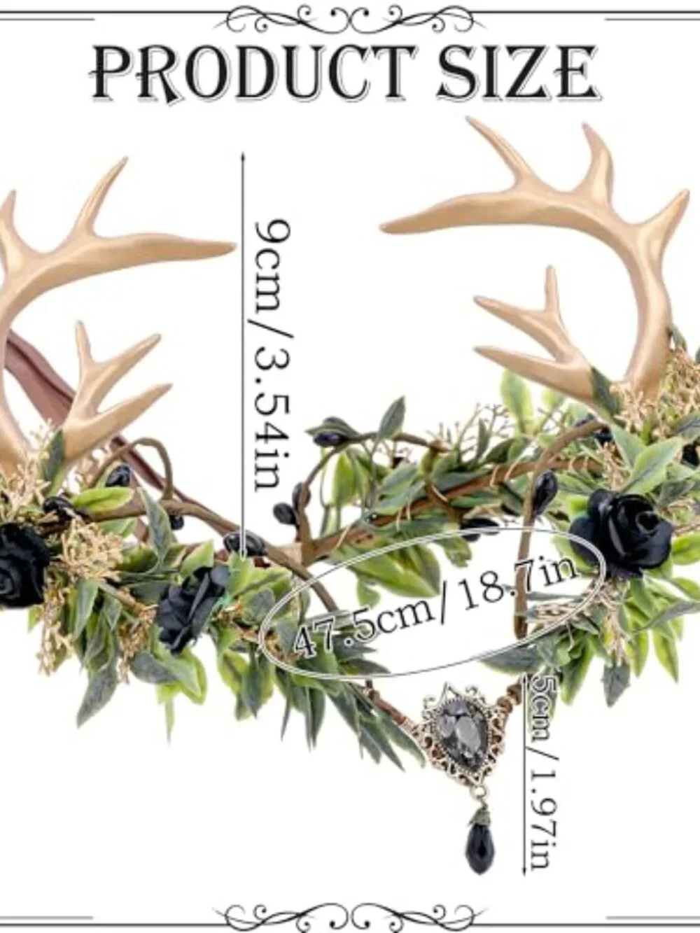 Woodland Fairy Antler Crown Flower Elf Hair Accessory Renaissance Cosplay